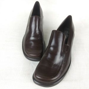 Franco Sarto Brown Leather Heel Loafers 8.5N